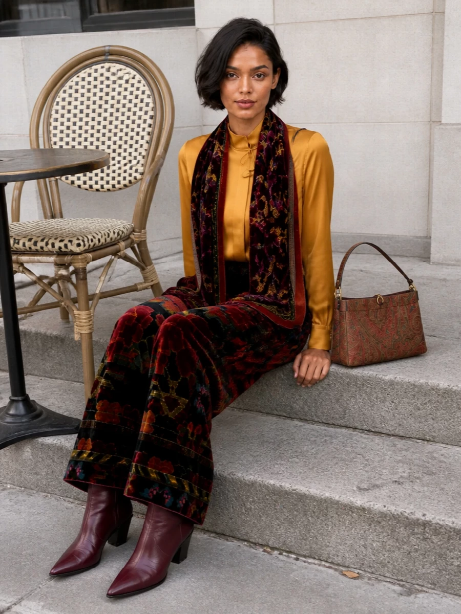 Pierre louis mascia velvet trousers satin blouse