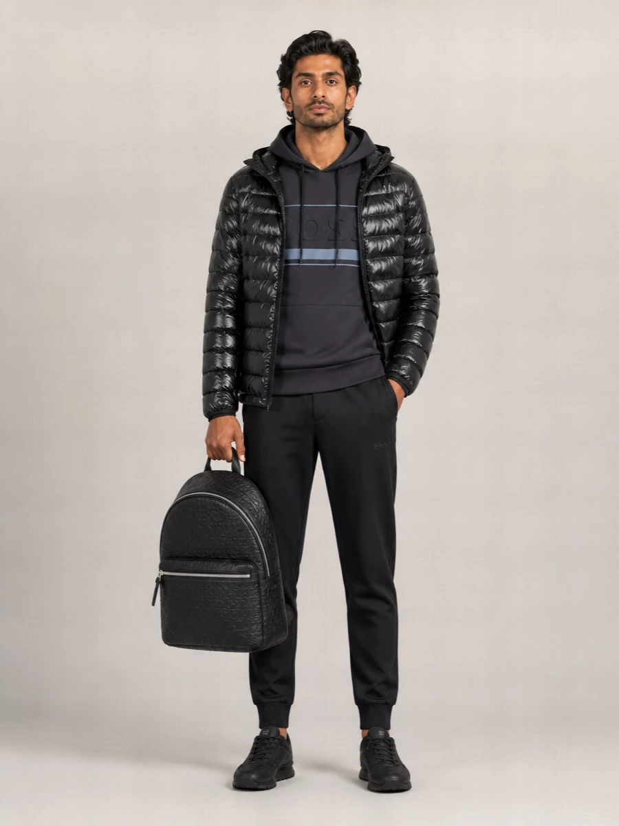Boss Down Hooded Quilted Puffer Jacket