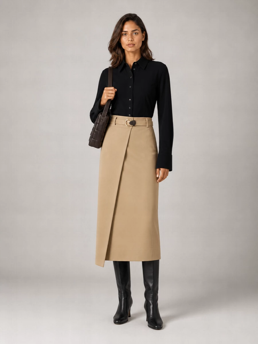 Bottega Veneta Cotton Wrap Skirt