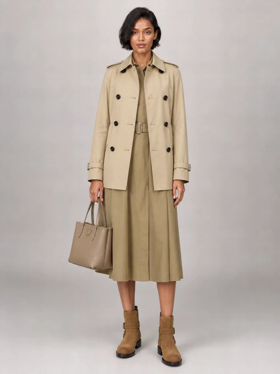 Burberry Cotton Double-Breasted Belted Trench Coat