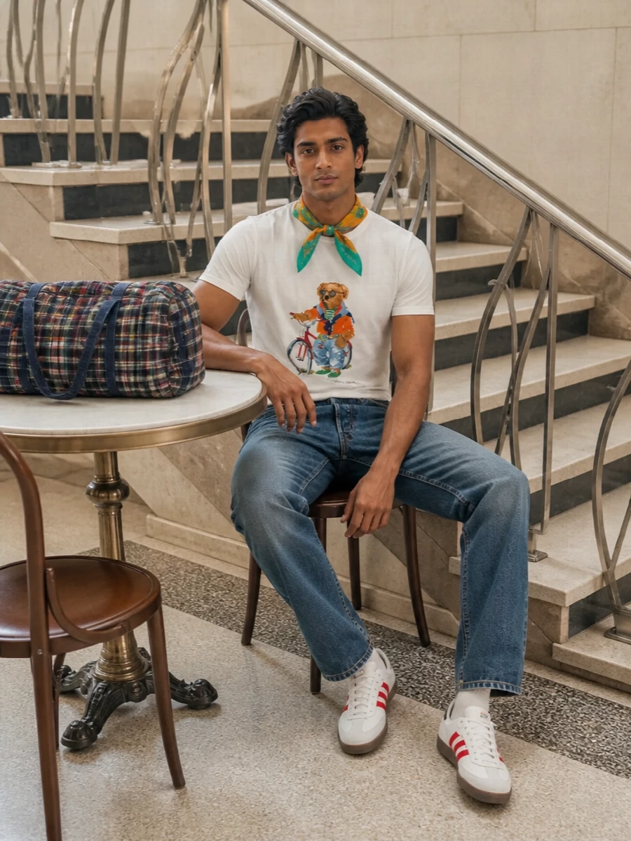 Polo ralph lauren bear tee jeans adidas sneakers