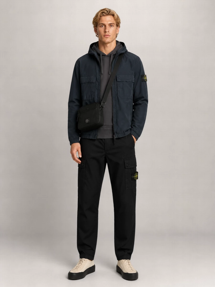 Stone Island Stretch Cotton Twill Hooded Jacket