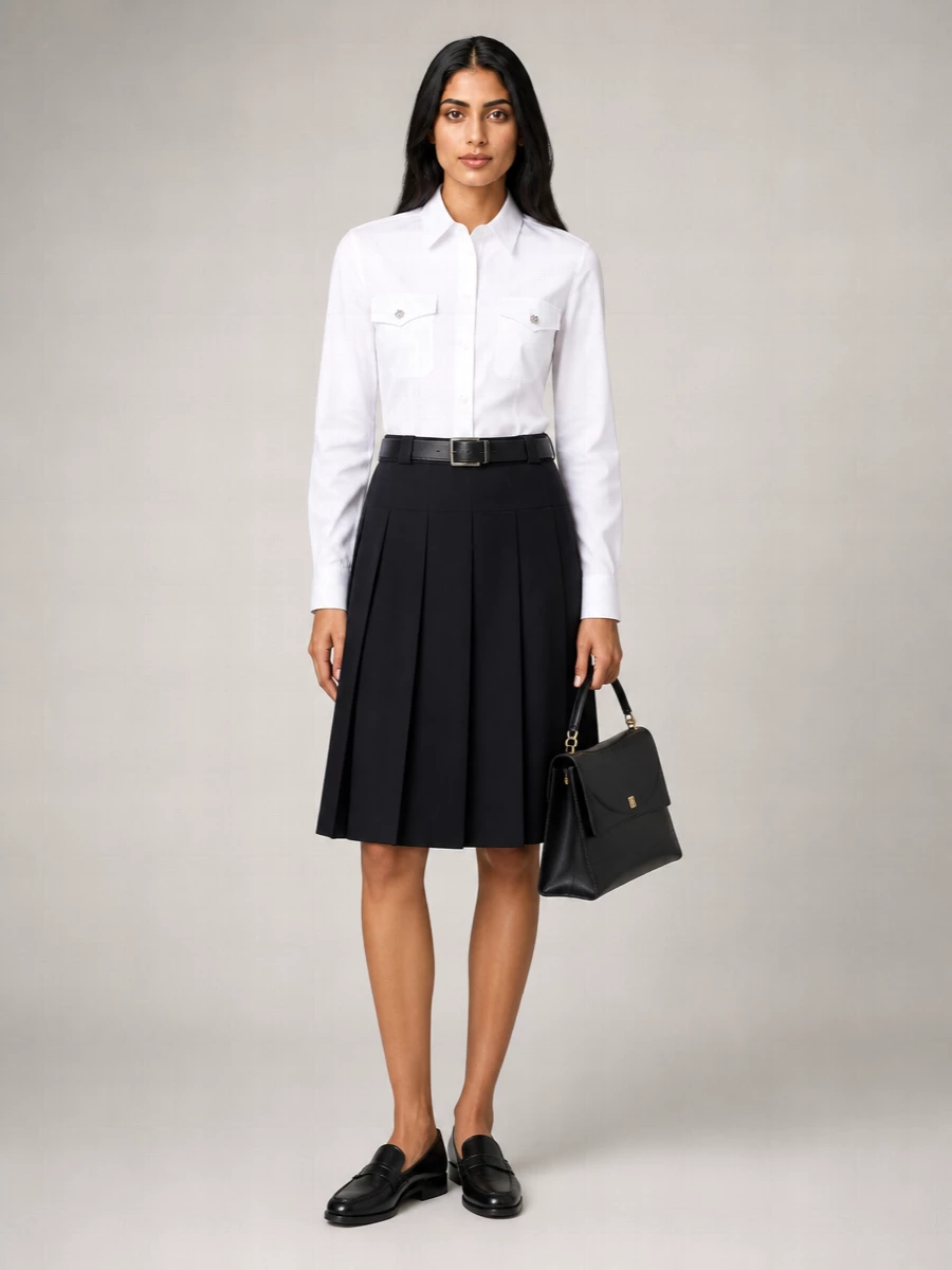 Prada Virgin Wool Pleated Skirt