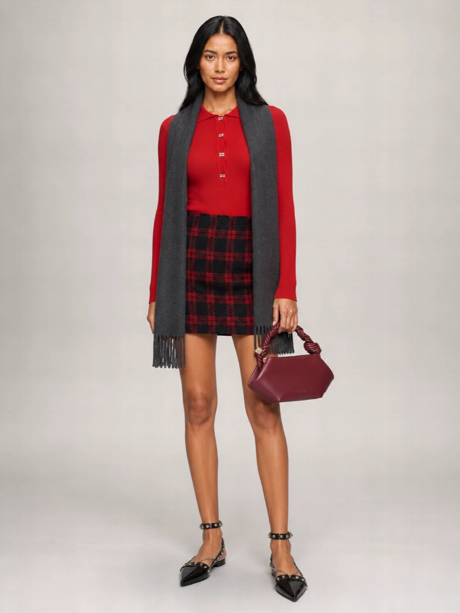 Ganni Merino Wool Slim-Fit Polo Sweater