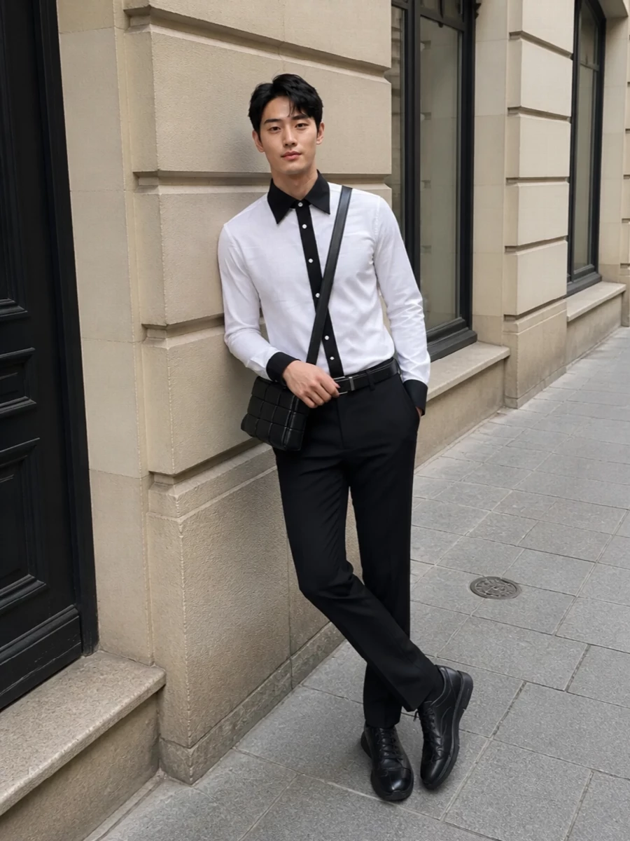 Prada inspired monochrome shirt tailored trousers