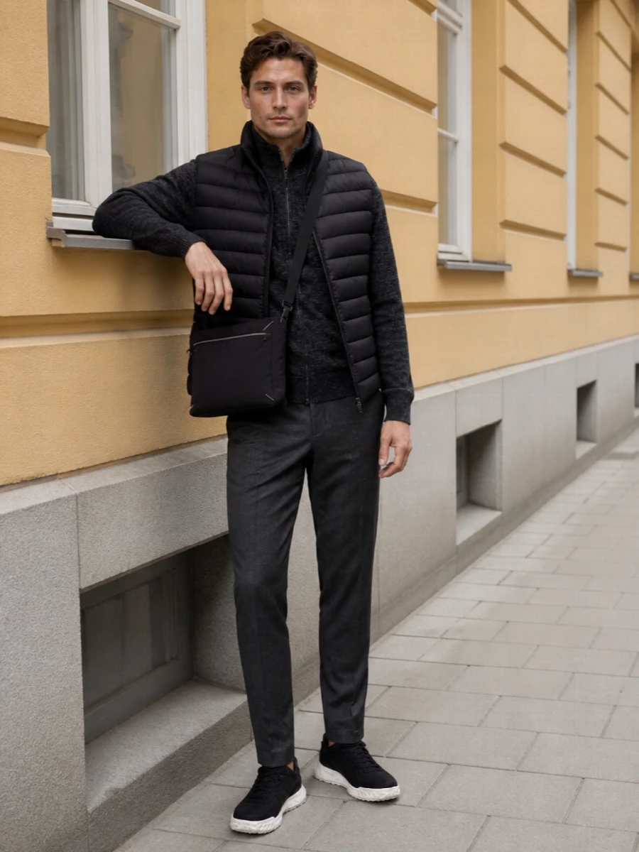 Moncler moorer padded gilet tailored outfit