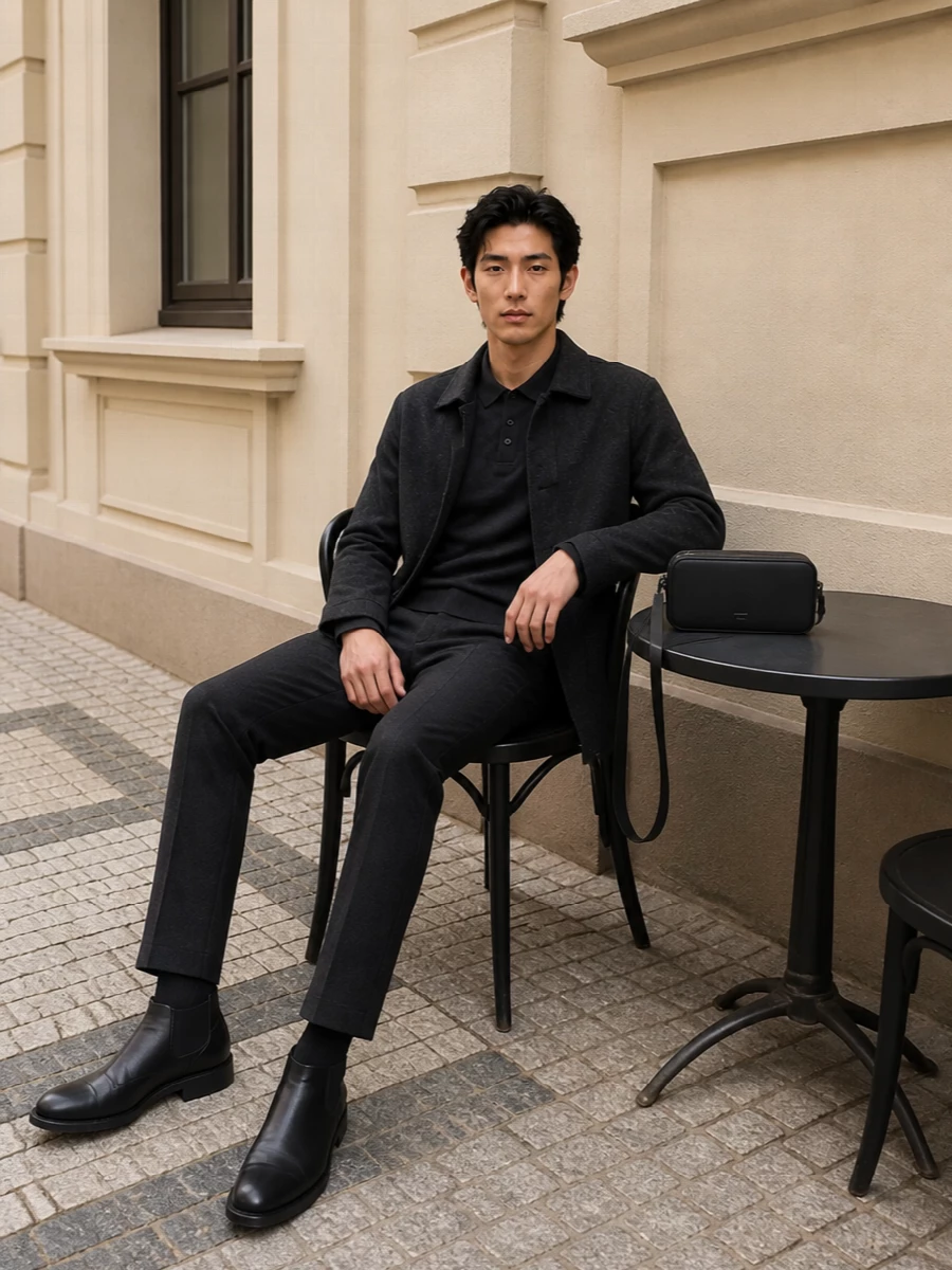 Zegna charcoal jacket tailored trousers outfit