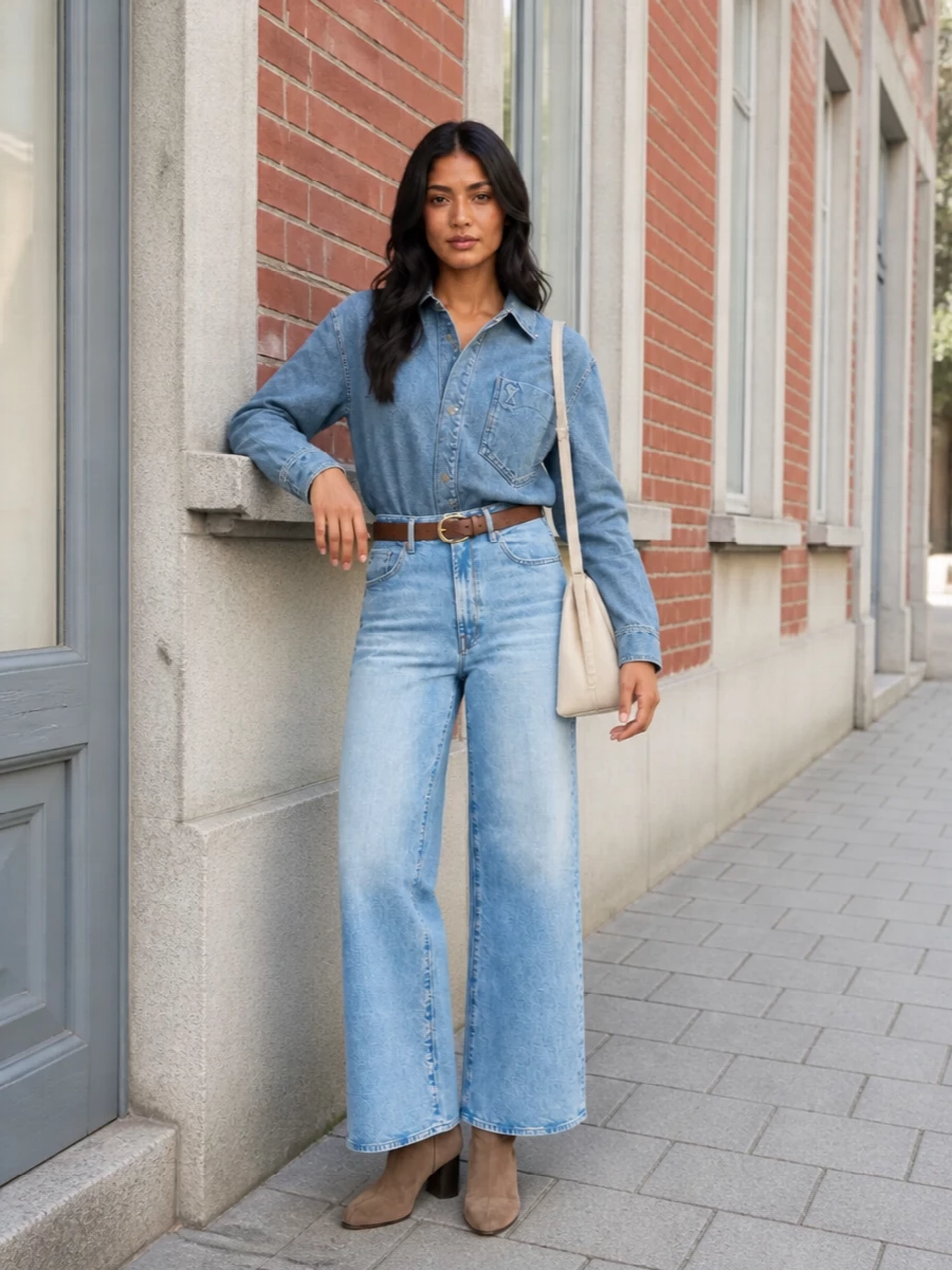 Ami shirt wide leg jeans margiela boots