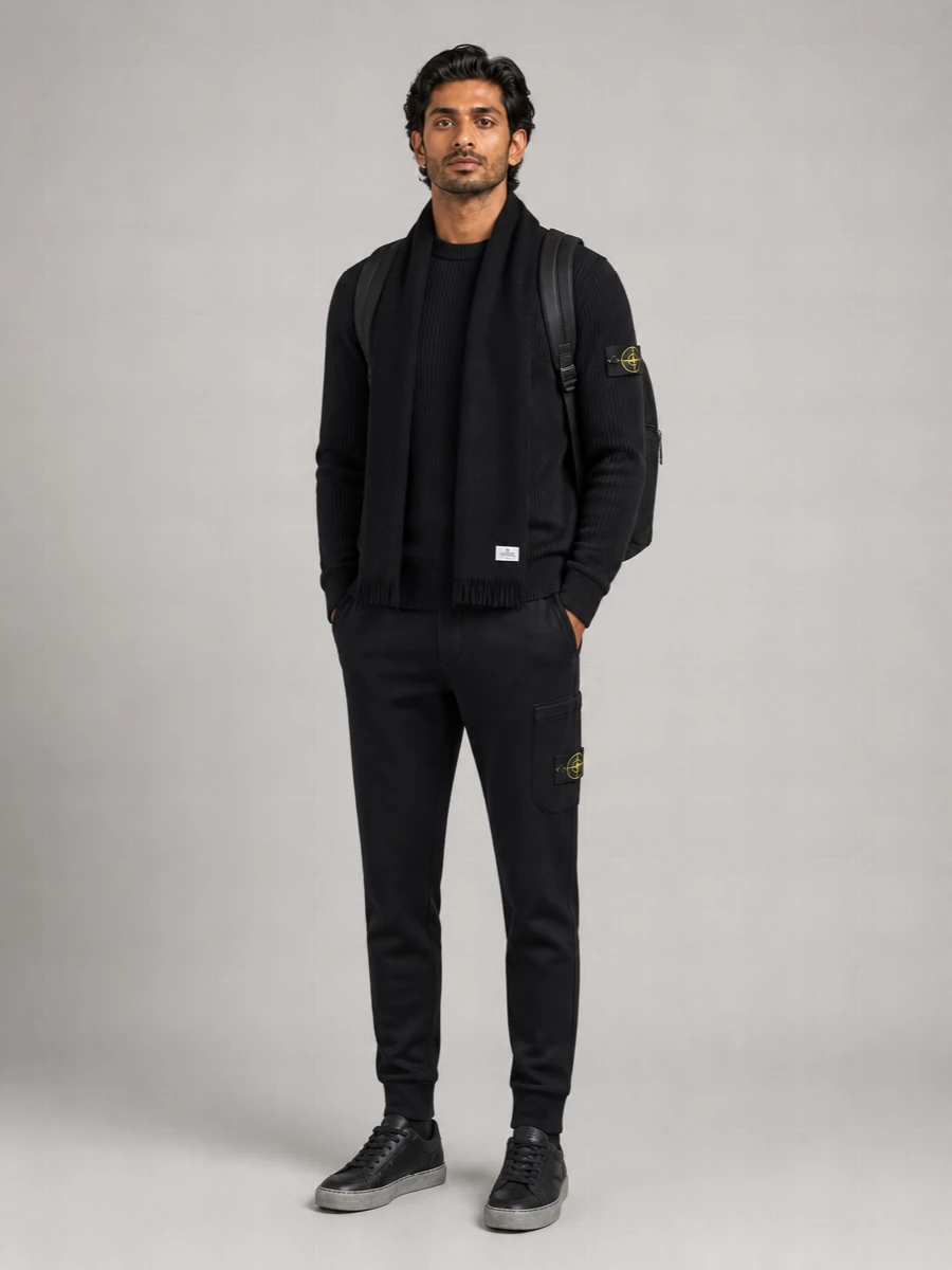 Stone Island Ribbed Wool Turtleneck Sweater