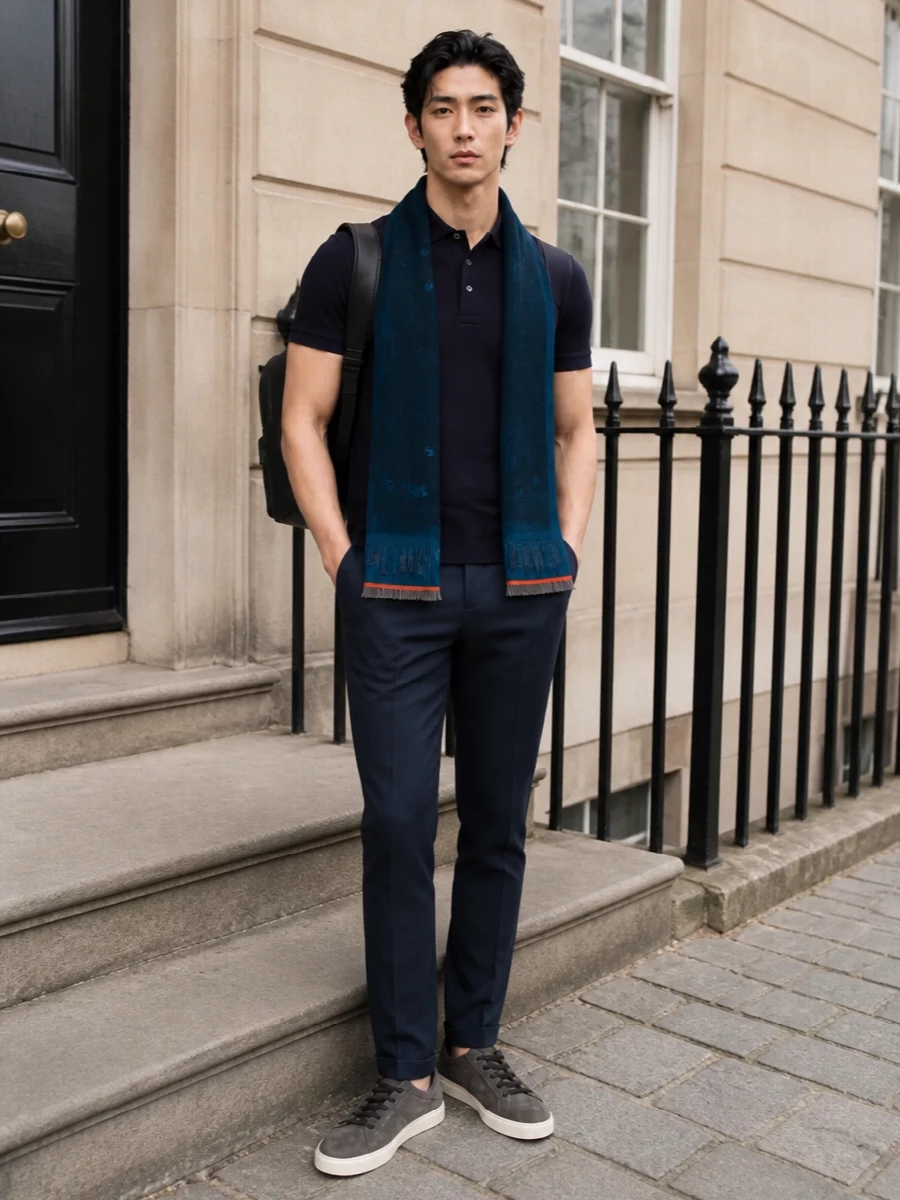 Paul smith navy polo slim trousers tods sneakers