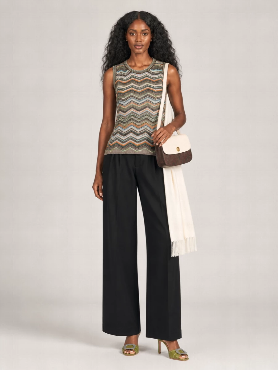Missoni Metallic Zigzag Knit Sleeveless Top
