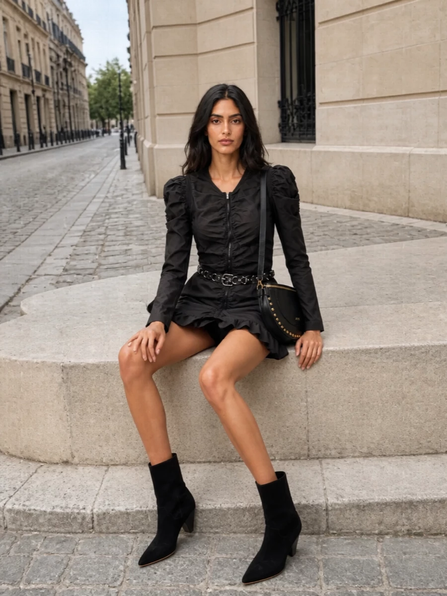 Isabel marant black mini dress ankle boots