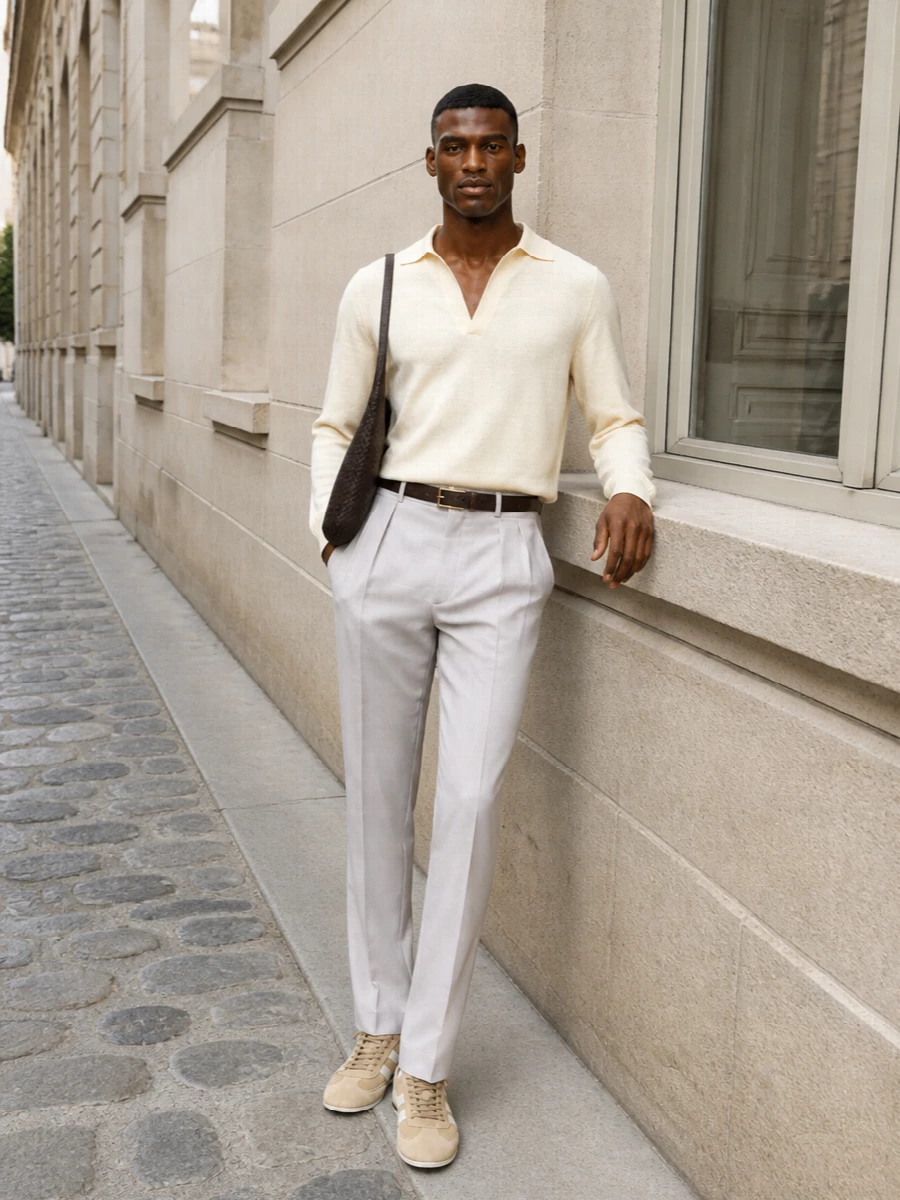 Tom ford cream sweater stone pleated trousers