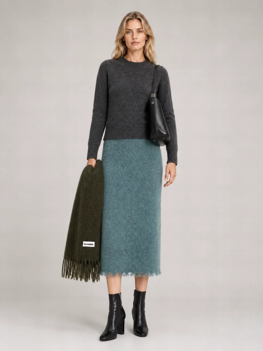 Jil Sander Wool Straight Skirt