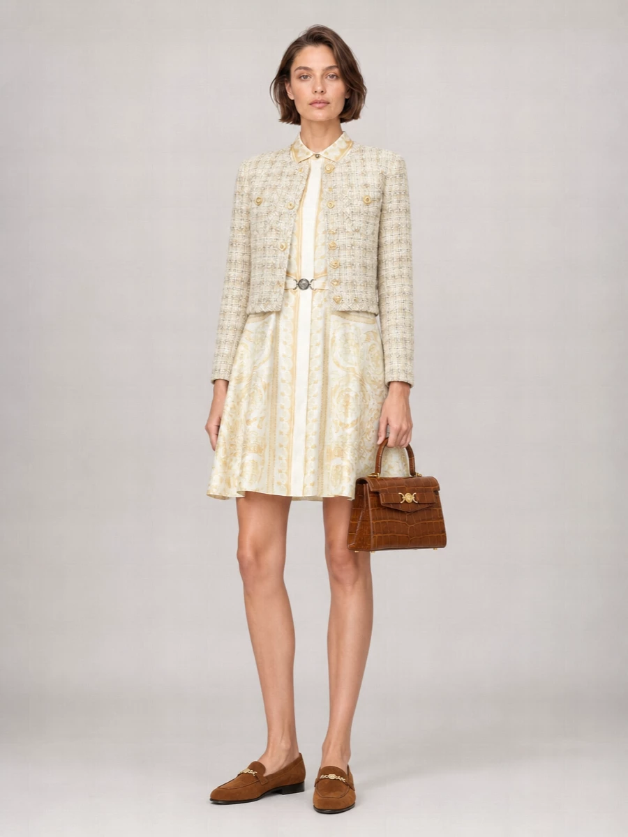 Versace Tweed Crewneck Blazer