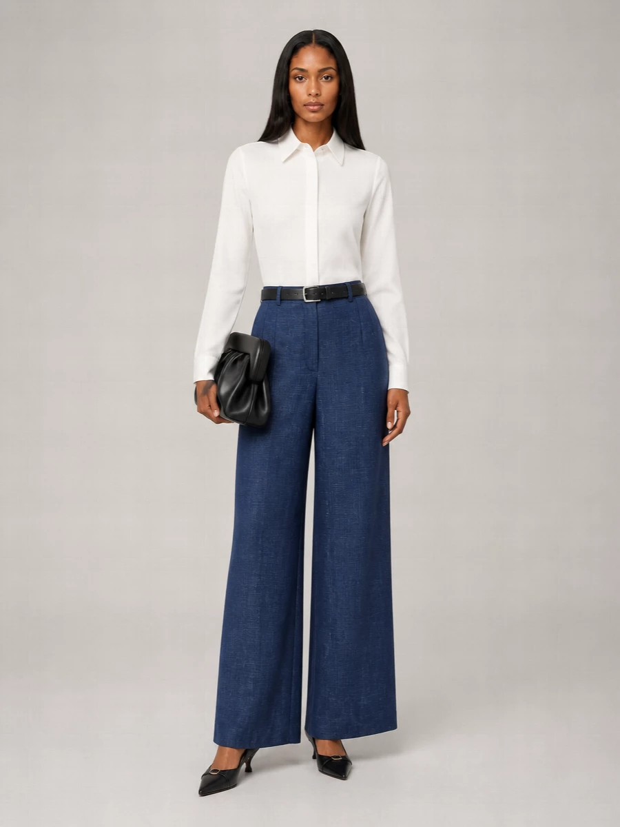 Emporio Armani Linen Wide-Leg Trousers