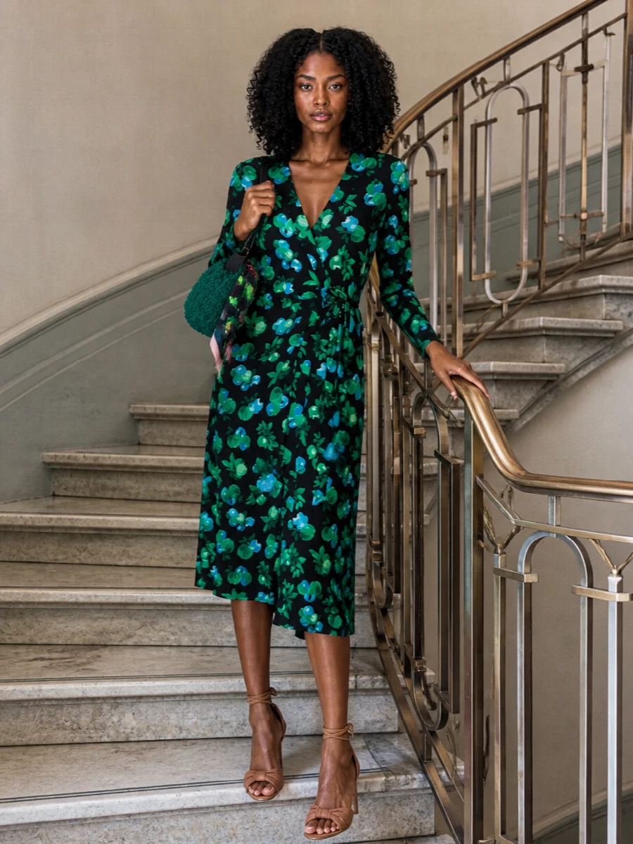 Coperni floral wrap dress outfit heels