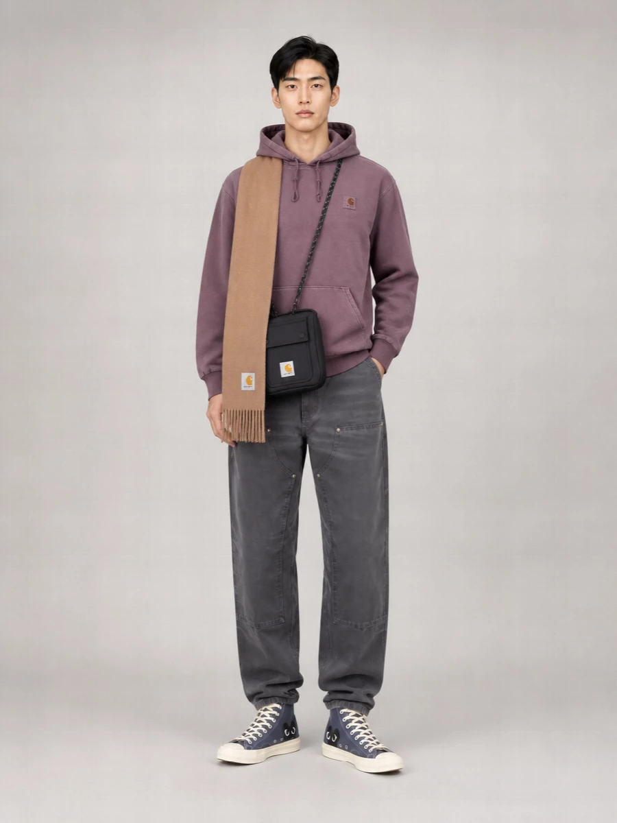 Carhartt Wip Cotton Hoodie With Logo And Drawstring