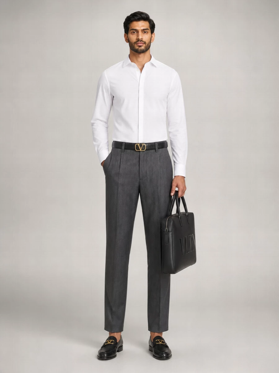 Valentino Wool Straight-Leg Tailored Trousers