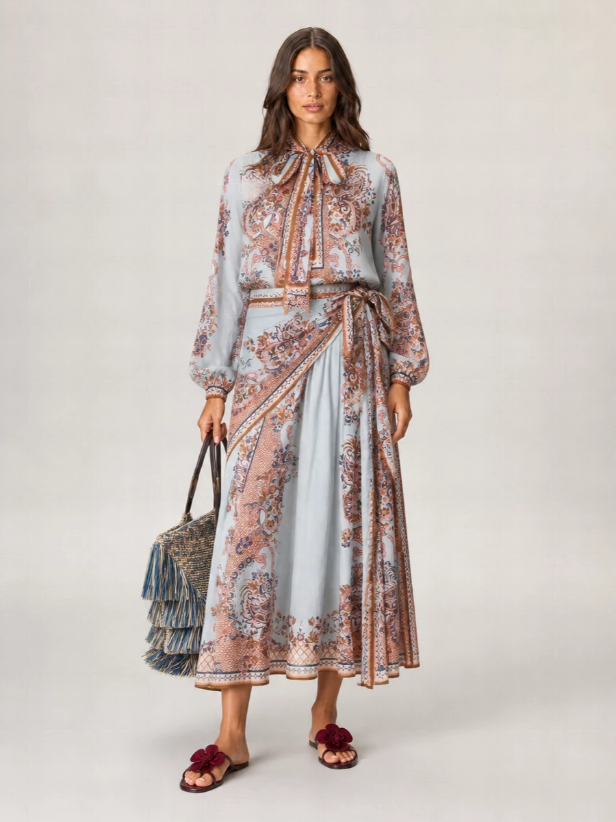 Zimmermann Silk Printed Asymmetric Mini Skirt