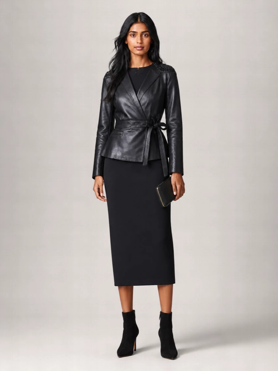 Alberta Ferretti leather single breasted coat