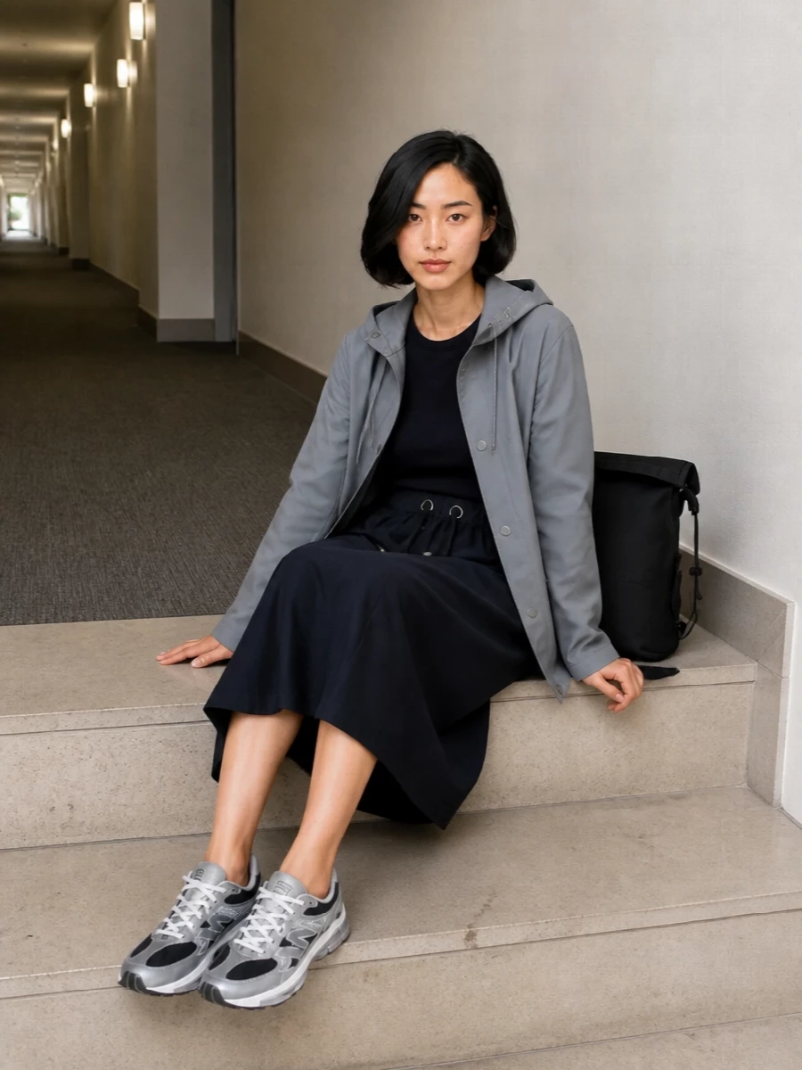 Rains jacket herno navy dress new balance sneakers