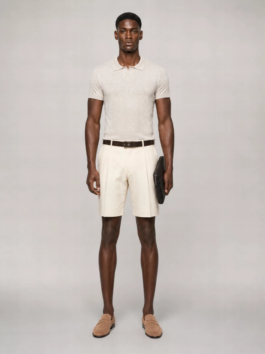 Pt Torino Stretch Cotton Pleated Bermuda Shorts
