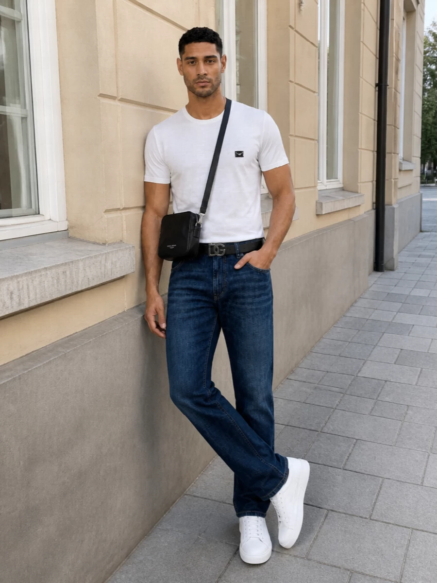 Dolce gabbana mens dark wash jeans outfit