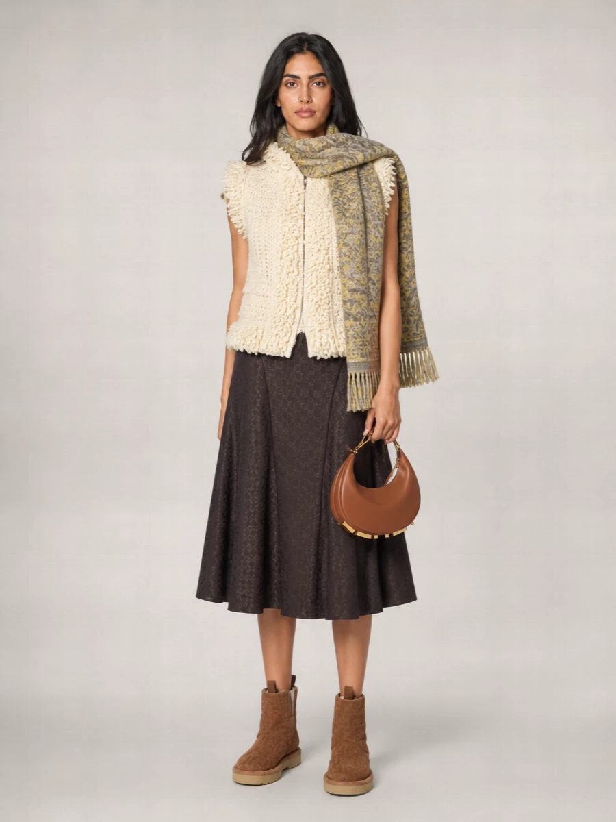Fendi Chunky Cable Knit Hooded Gilet