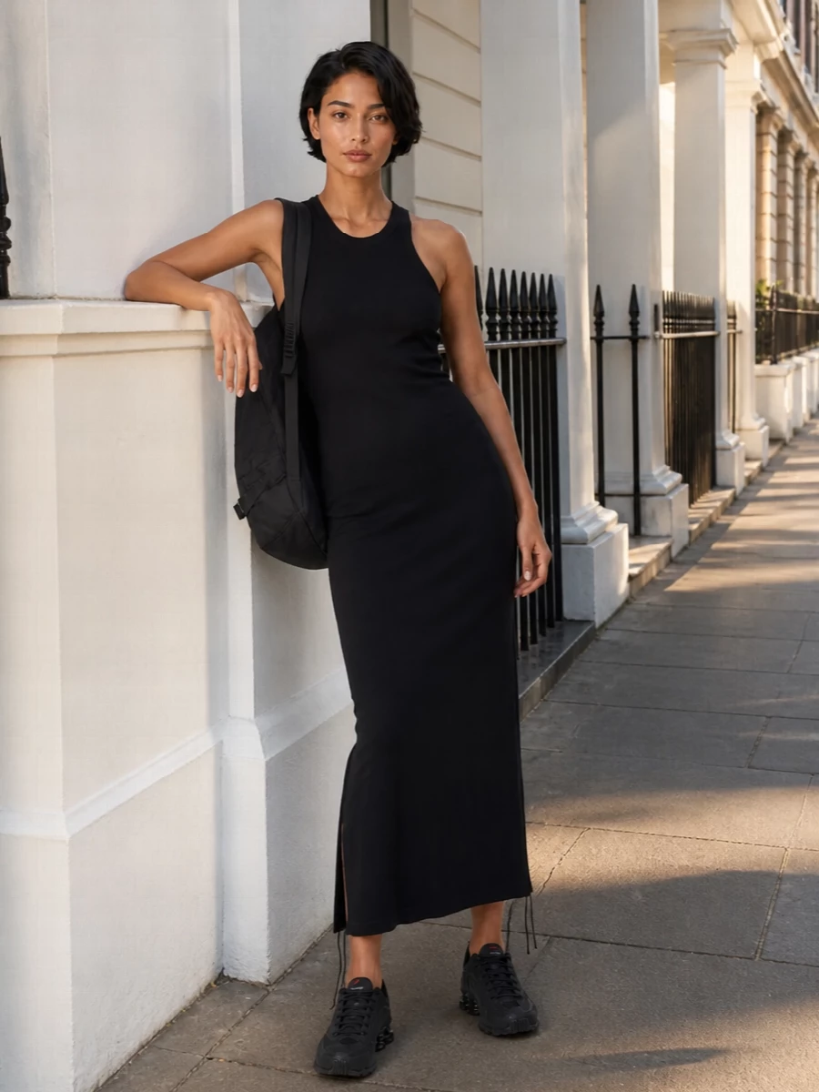Y3 black tank dress nike technical sneakers