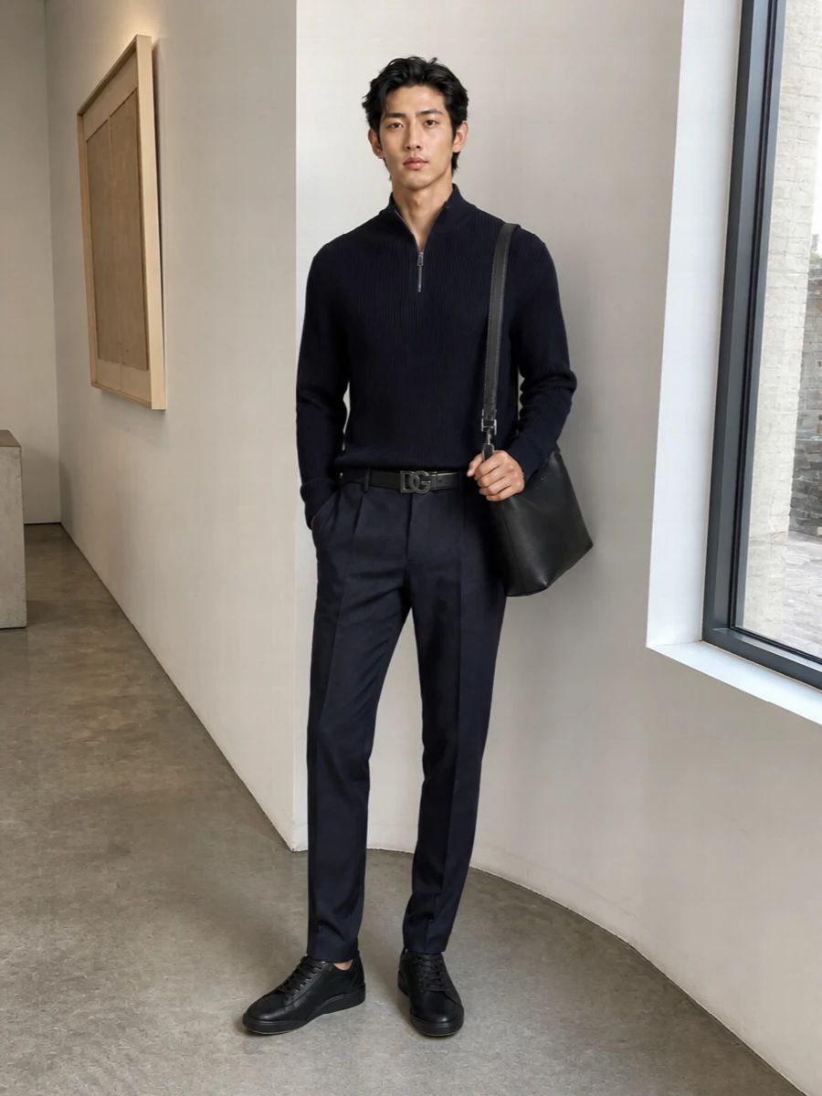 Dolce gabbana navy jogger half zip outfit