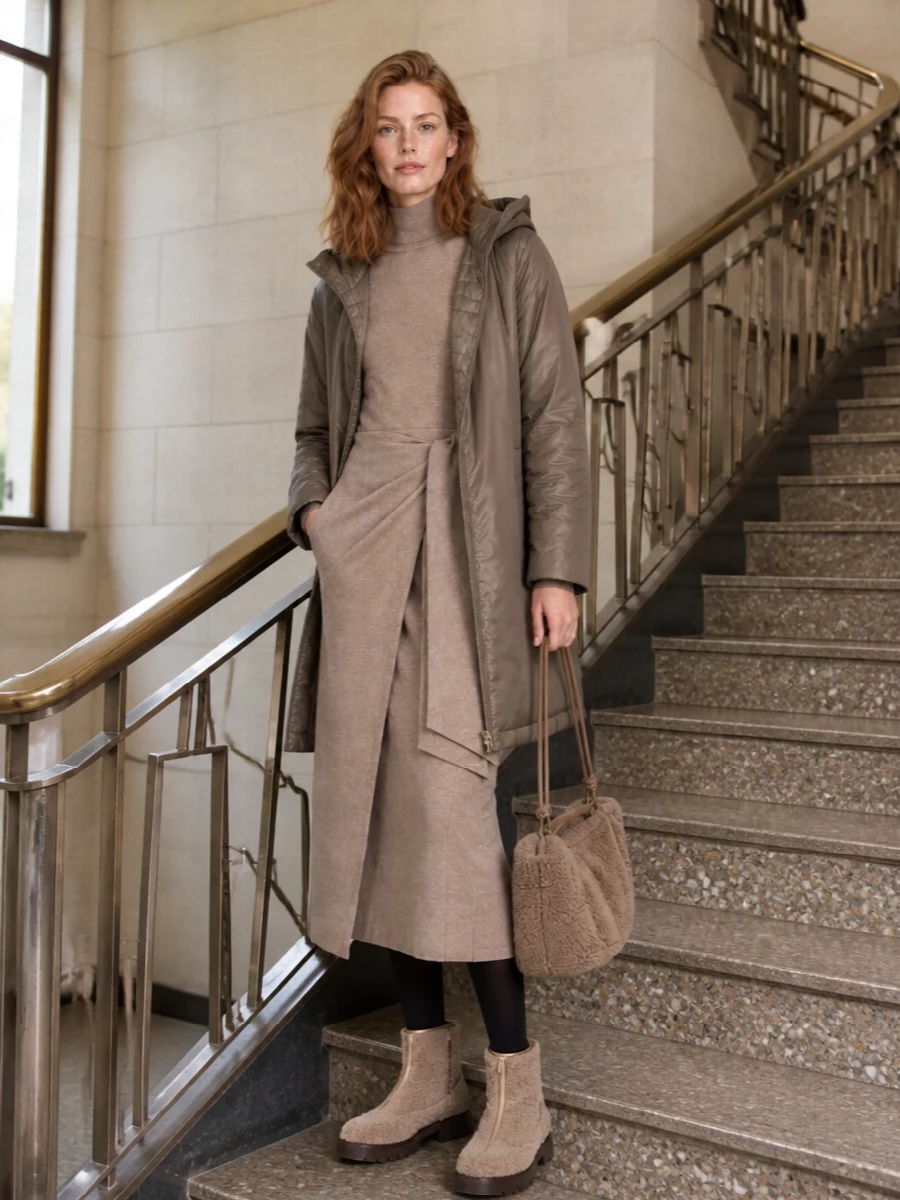 Herno parka max mara knit dress winter outfit
