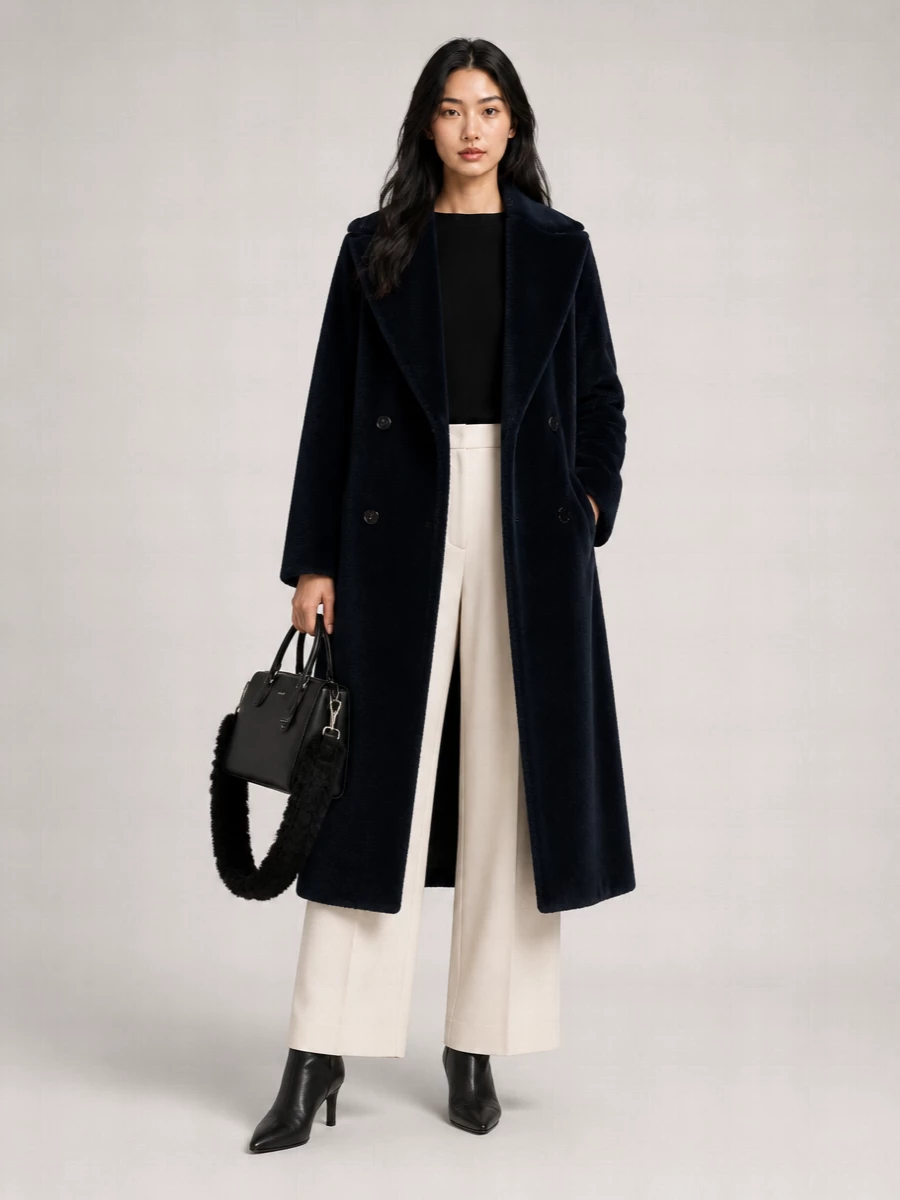 S Max Mara Alpaca Wool Double-Breasted Coat