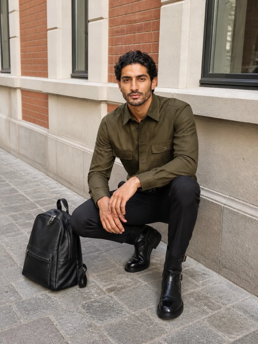 Dolce gabbana olive shirt black trouser outfit