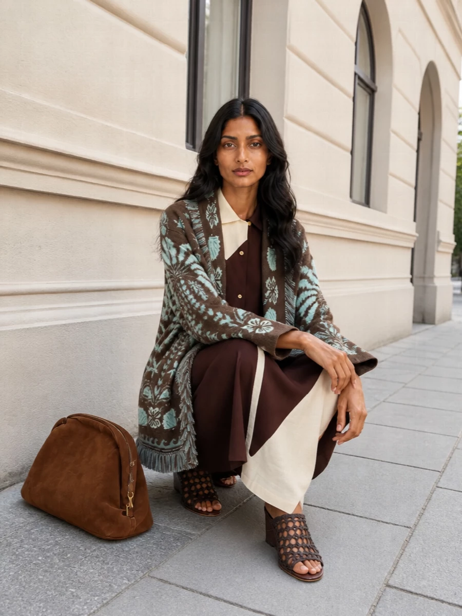 Alanui cardigan alberta ferretti dress outfit