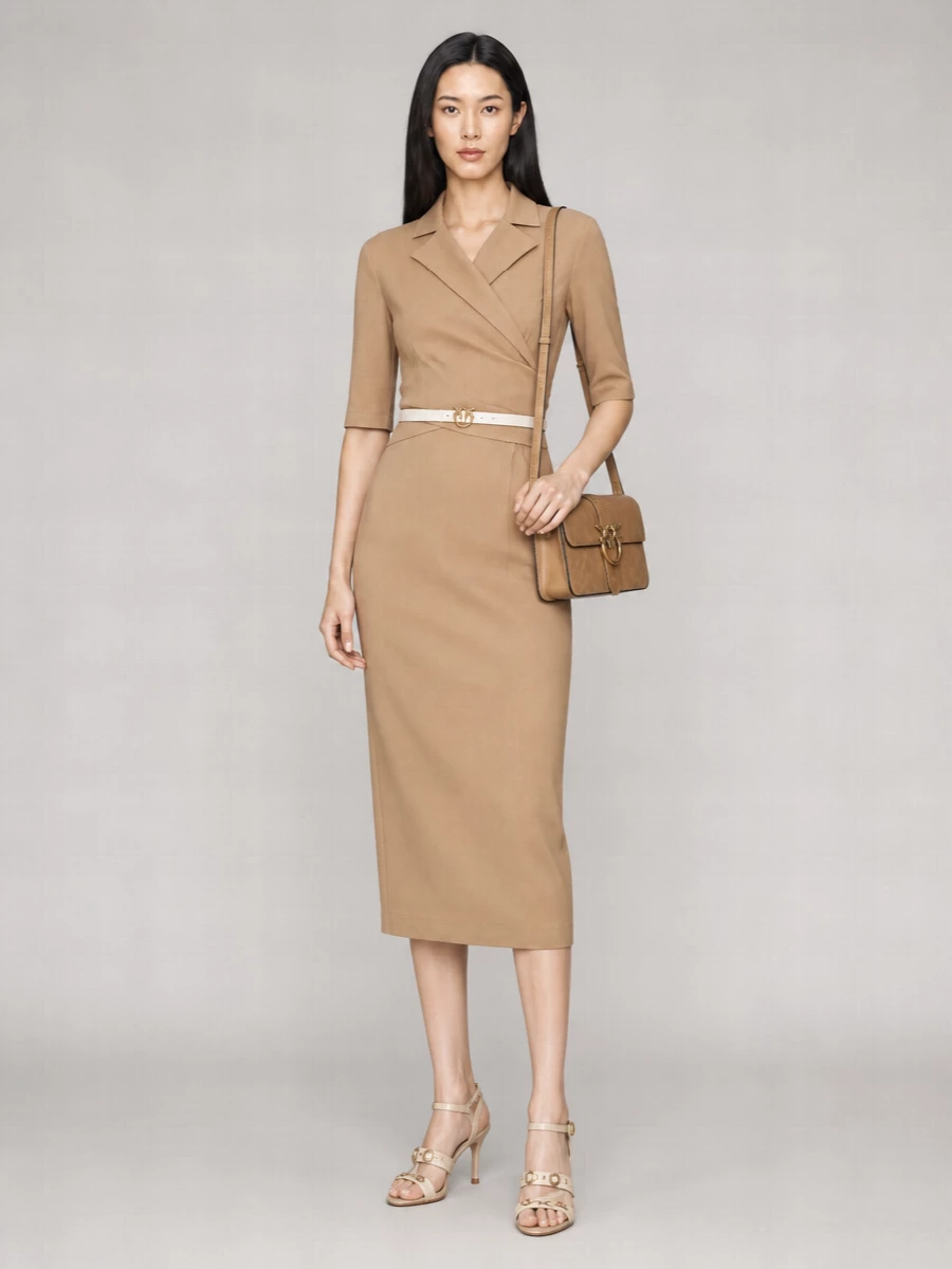 Pinko Fitted Midi Dress With Bow
