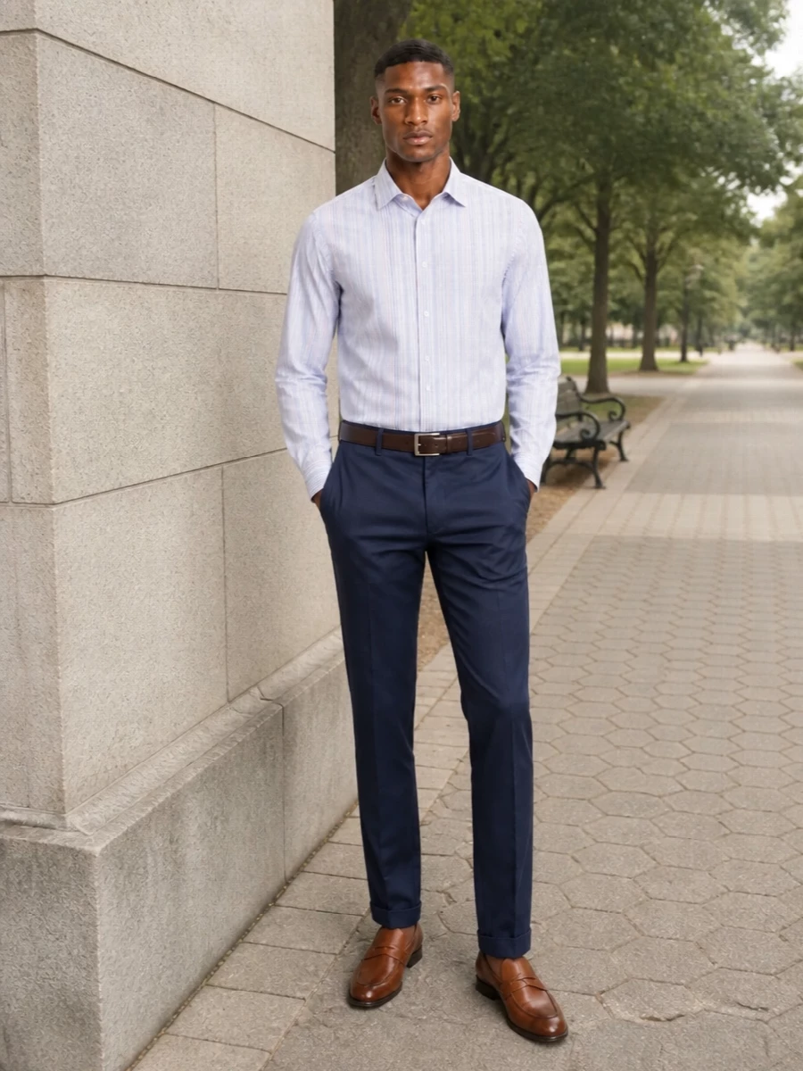 Paul smith navy chinos striped shirt loafers