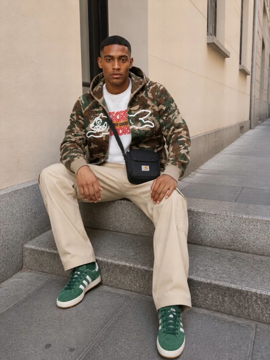 Icecream camo hoodie carhartt cargo outfit