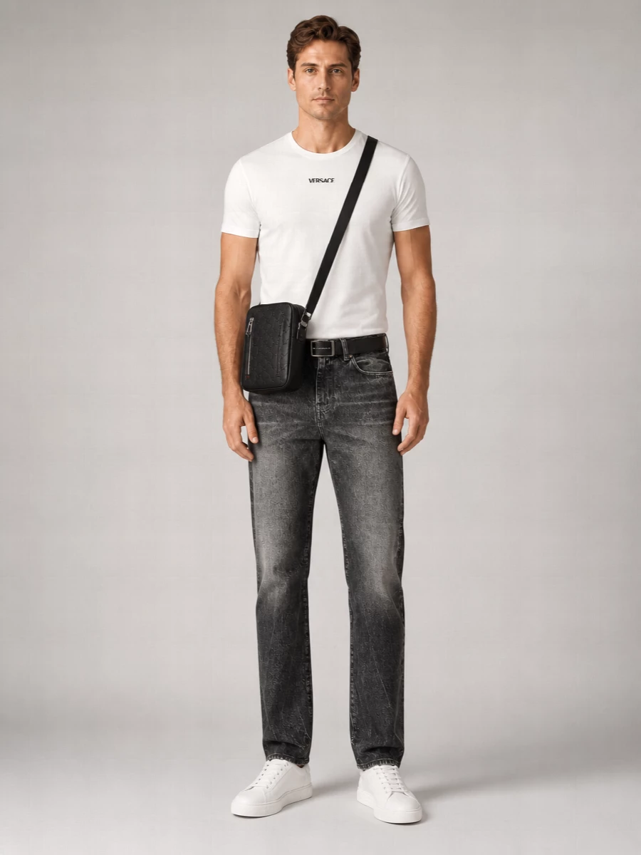 Versace Cotton Relaxed-Fit Logo-Embroidered T-Shirt