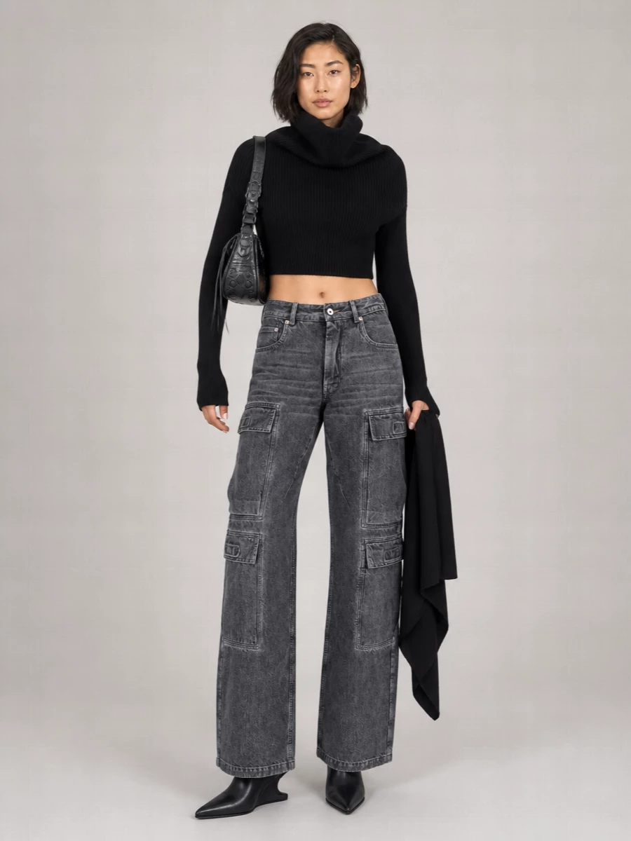 Rick Owens Cotton Wide-Leg Cargo Jeans