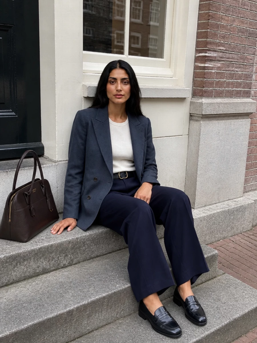 Blaze milano navy trousers slate blazer loafers