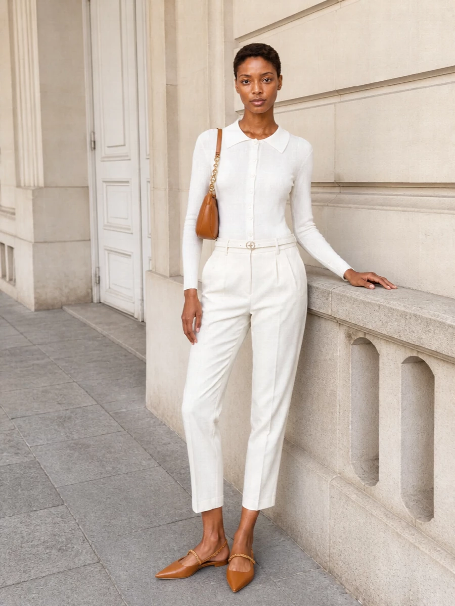 Michael kors ivory cardigan trouser outfit