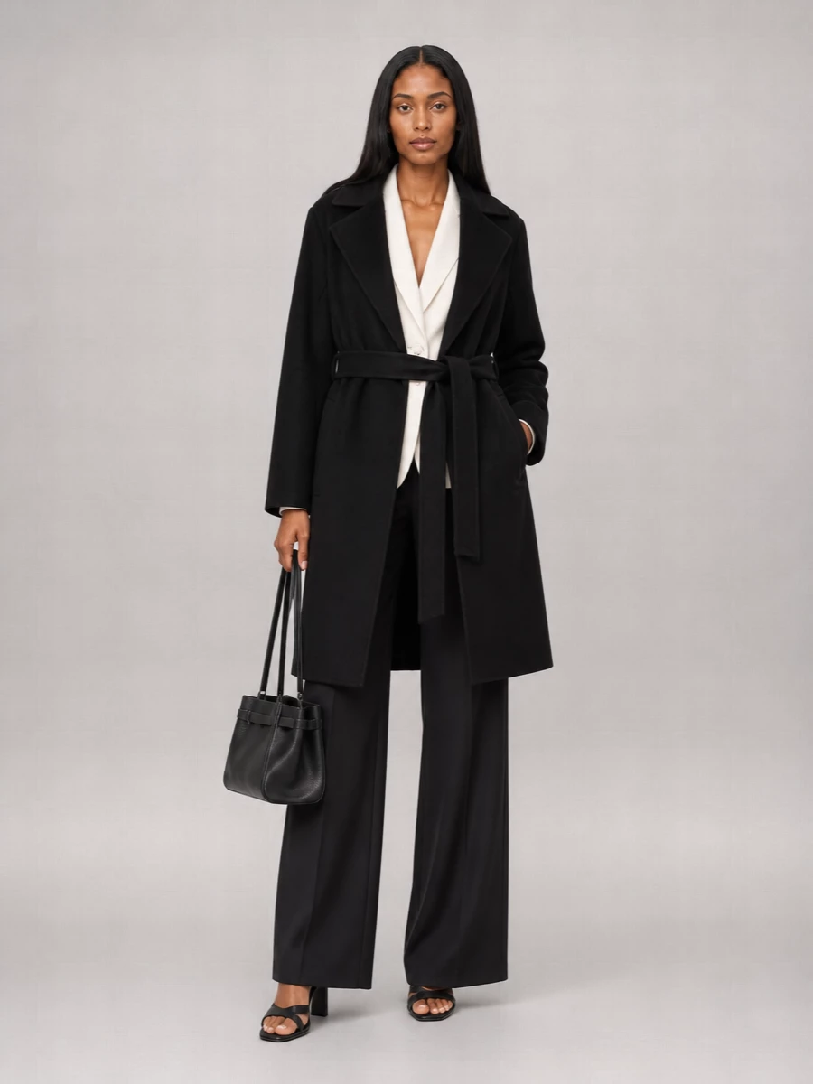 S Max Mara Cashmere Virgin Wool Single Breasted Coat