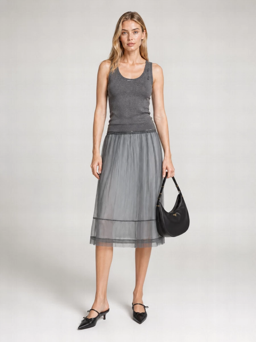 Prada Silk Floral-Embellished Midi Skirt