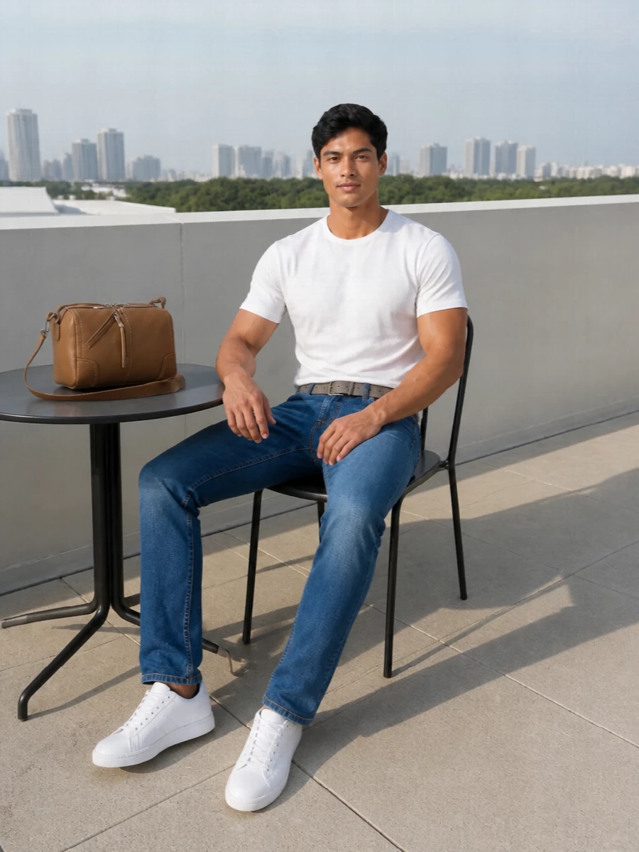 Paul smith white tee slim jeans adidas sneakers