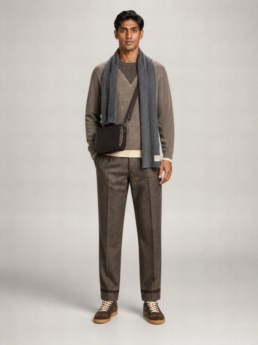 Maison Margiela Virgin Wool Trompe Loeil V Neck Crew Neck Sweater