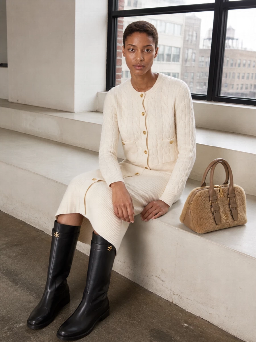 Polo cardigan michael kors ribbed midi dress