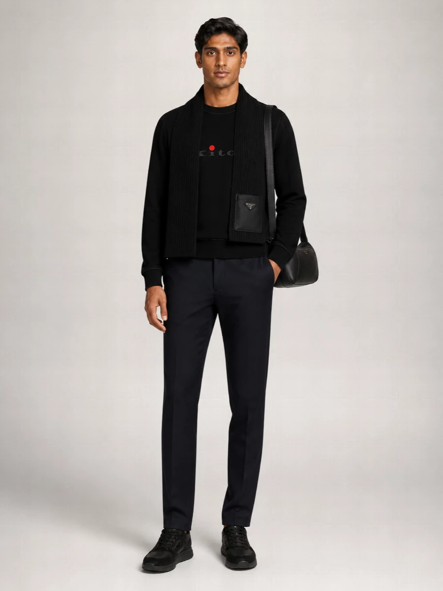 Kiton Ribbed Crewneck Cotton Sweatshirt