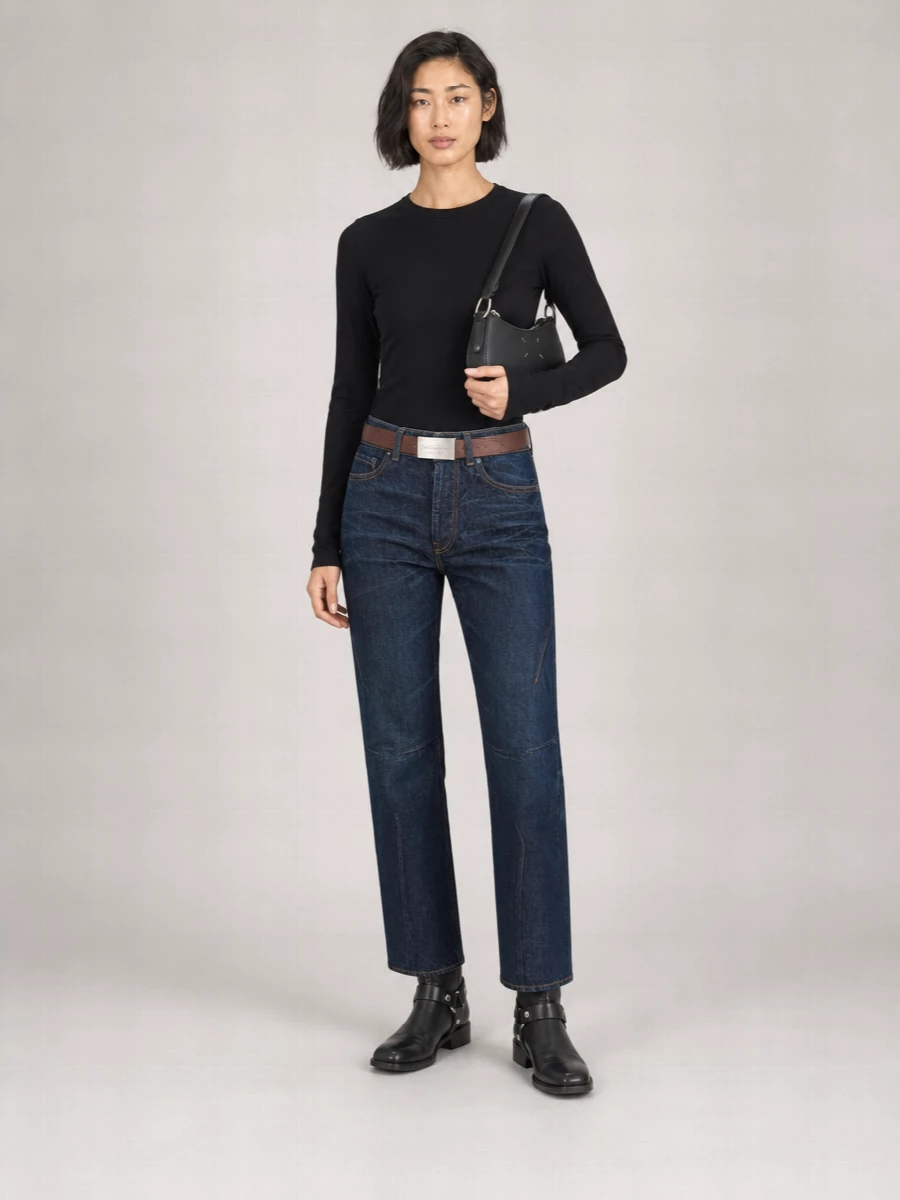 Our Legacy Denim Mid-Rise Pleated Flared Jeans