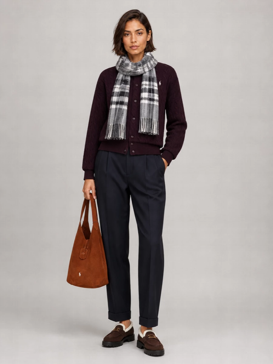 Polo Ralph Lauren Wool Cashmere Ribbed Collar Cardigan